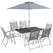 Outsunny Eight-Piece Garden Dining Set, with Chairs, Table and Parasol - Grey - 1