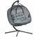 Outsunny Double Hanging Egg Chair 2 Seaters Texteline Swing Hammock Chair with Stand, Cushion and Folding Design, for Indoor and Outdoor, Grey - 1
