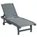 Outsunny Garden Patio Sun Lounger, Outdoor Wooden Sun Bed with Built-In Table, Reclining Backrest and Rolling Wheels for Sunbathing, Grey - 1