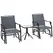 Outsunny Glider Rocking Chair & Table Set 2 Single Seaters Rocker Garden Swing Chair Patio Furniture Bistro Set Grey - 1