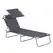 Outsunny Outdoor Foldable Sun Lounger, 4 Level Adjustable Backrest Reclining Sun Lounger Chair with Angle Adjust Sun Shade Awning for Beach, Garden, Patio, Grey - 1