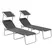 Outsunny Outdoor Foldable Sun Lounger Set of 2, 4 Level Adjustable Backrest Reclining Sun Lounger Chair with Angle Adjust Sun Shade Awning for Beach, Garden, Patio, Grey - 1