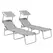 Outsunny Outdoor Foldable Sun Lounger Set of 2, 4 Level Adjustable Backrest Reclining Sun Lounger Chair with Angle Adjust Sun Shade Awning for Beach, Garden, Patio, Light Grey - 1