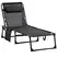 Outsunny Portable Sun Lounger, Folding Camping Bed Cot, Reclining Lounge Chair 5-position Adjustable Backrest with Side Pocket, Pillow for Patio Garden Beach Pool, Black - 1
