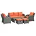 Outsunny Six-piece Outdoor Rattan Dining Set, Outdoor Sofa Set with Reclining Armchairs and Mental Frame, Orange - 1