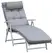 Outsunny Steel Frame Outdoor Garden Padded Sun Lounger w/ Pillow Grey - 1