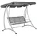 Outsunny Three Person Steel Outdoor Porch Swing Chair Bench w/ Canopy Cover Grey - 1