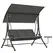 Outsunny Three-Seater Garden Swing, with Adjustable Canopy - Black/Grey - 1
