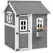 Outsunny Wooden Playhouse for Kids with Doors, Windows, Plant Box, Floors, for Ages 3-8 Years, for Gardens, Lawns, Patios - Grey - 1