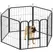 PawHut Six-Panel Dog Playpen with Door, for Small Dogs, Indoors, Outdoors, 60cm Tall, Black - 1