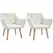 Set of 2 Accent Chair, Arm Chair with Slanted Back, Thick Padding and Rubber Wooden Legs for Living Room, Cream White - 1