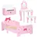ZONEKIZ 4PCs Kids Bedroom Furniture Set with Bed, Toy Box Bench, Dressing Table and Stool, Princess Themed, for 3-6 Years Old, Pink - 1