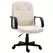 HOMCOM Desk Chair, PU Leather Computer Office Chair with Adjustable Height, Swivel Wheels for Home Work Study, Cream White - 1