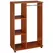 HOMCOM Open Wardrobe on Wheels, Bedroom Wardrobe with Clothes Hanging Rail, 3 Storage Shelves, Mobile Garment Rack for Cloakroom, Hallway, Walnut - 1