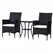 Outsunny 3 Pieces Rattan Bistro Set, Wicker Garden Furniture Set with 2-Tier Coffee Table and Chairs, Cushions, for Outdoor Patio Balcony, Black - 1