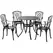 Outsunny 5 Pieces Garden Dining Set for 4, Cast Aluminium Outdoor Dining Set with 4 Armchairs and Round Dining Table with Parasol Hole, Garden Furniture Set, Brown - 1
