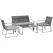 Outsunny 4PC Rattan Garden Furniture Set 2 Single Sofa Arm Chairs 1 Bench with Cushions & Coffee Table Patio Backyard Wicker Weave - 1