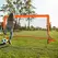 HOMCOM Set of 2 Football Goal Net 6 x 3 ft Foldable Outdoor Sport Training Teens Adults Football with Carrying Bag Orange - 1