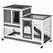 PawHut Wooden Indoor Rabbit Hutch Guinea Pig House Bunny Small Animal Cage W/ Wheels Enclosed Run 110 x 50 x 88 cm, Grey - 1