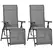 Outsunny Set of 2 Outdoor Sun Lounger 10-Position Adjustable Texteline Folding Reclining Chairs with Footrest for Patio Garden, Grey - 1