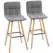 HOMCOM Breakfast Bar Stool Set of 2 Armless Button-Tufted Counter Height Bar Chairs with Wood Legs & Footrest, Grey - 1