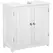 kleankin Under Sink Bathroom Cabinet, Freestanding Under Sink Cabinet with 2 Doors and Adjustable Shelf for Basin without or with Pedestal, White - 1