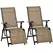 Outdoor Set of 2 Outdoor Sun Lounger 10-Position Adjustable Texteline Folding Reclining Chairs with Footrest for Patio Garden, Beige - 1