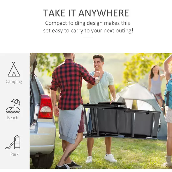 Outsunny Outdoor Folding Sun Lounger, 5-Position Adjustable Chaise Lounge Chair with Aluminium Frame for Patio, Pool and Garden, Grey - 6