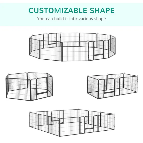 PawHut 12 Panels Heavy Duty Puppy Playpen, for Small Dogs, Indoor and Outdoor Use - Silver - 4