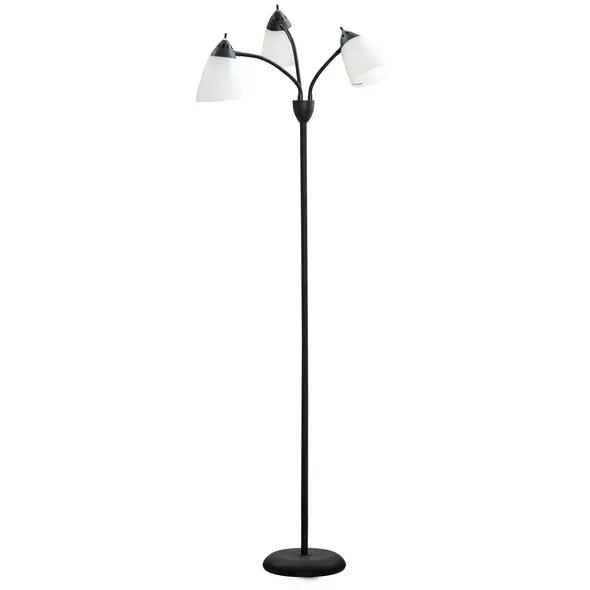 HOMCOM Arc Tree Floor Lamp with 3 Adjustable Rotating Lights, Industrial Standing Lamp with Steel Frame for Bedroom Living Room, 155cm, Black - 1