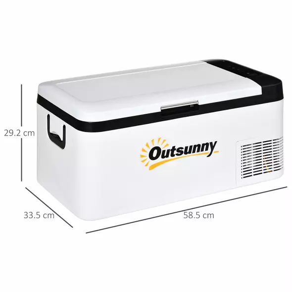 Outsunny 12V Car Refrigerator w/ LED Light & Foldable Handles, 18L Portable Compressor Cooler, Fridge Freezer with 12/24V DC and 110-240V AC for Campervan RV Boat Travel - 3