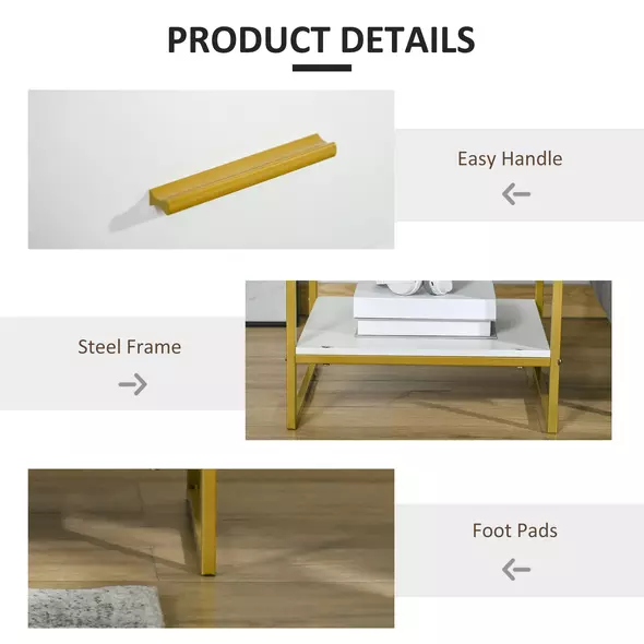 HOMCOM Modern Bedside Table - White - 6