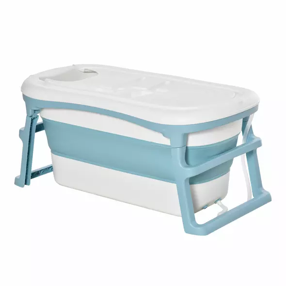 HOMCOM Foldable Bathtub Kids Bath Tub with Lid Large Freestanding Bathtubs Home Sauna for Toddler Children Teenage 1 - 12 Years - 9