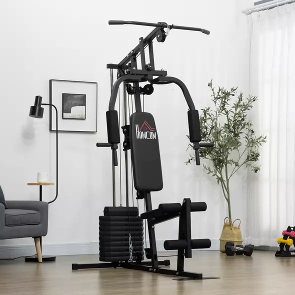 HOMCOM Multifunction Home Gym Machine, with 45kg Weight Stacks, for Strength Training - 2