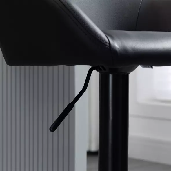 HOMCOM Bar Stools Set of 2, Height Adjustable Swivel Barstools, PU Leather Kitchen Stools with Backs, Armrests and Footrest for Home, Counter and Dining Room, Black - 9