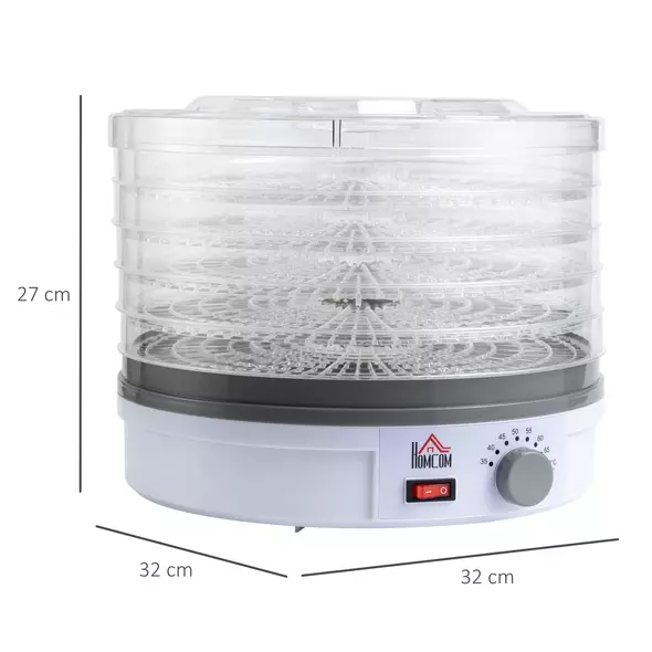 HOMCOM 5 Tier Food Dehydrator, 245W Food Dryer Machine with Adjustable Temperature Control for Drying Fruit, Meat, Vegetable, Jerky and Pet Treat, White - 3
