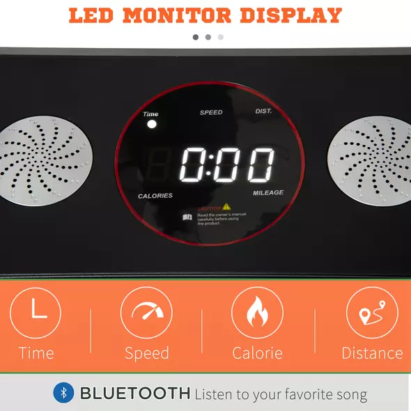 HOMCOM Foldable Walking Treadmill, with LED Display and Wheels, for Home, Office, Gym, Red - 5