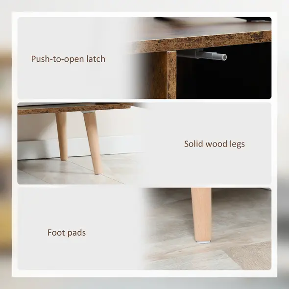 HOMCOM TV Stand Cabinet up to 55 Inches, TV Unit with Single Door and Open Shelves, Cable Holes for Living Room, Bedroom, Brown - 6