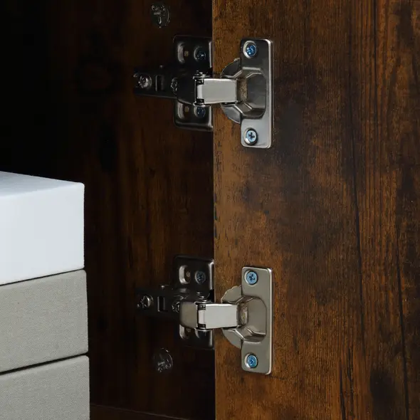 HOMCOM TV Stand Cabinet up to 55 Inches, TV Unit with Single Door and Open Shelves, Cable Holes for Living Room, Bedroom, Brown - 8