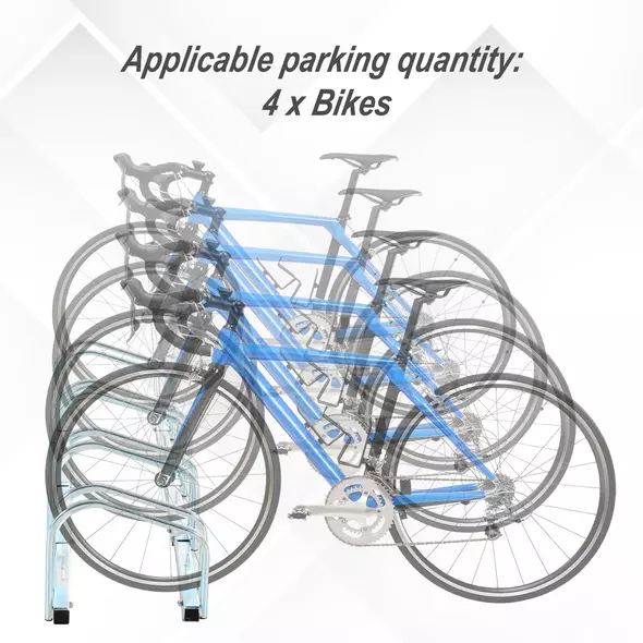 HOMCOM Bike Stand Parking Rack Floor or Wall Mount Bicycle Cycle Storage Locking Stand (4 Racks, Silver) - 4