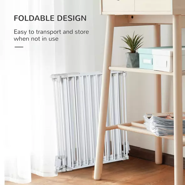 PawHut 5 Panels Pet Playpen Metal Fence w/ Walk Through Door - White - 5