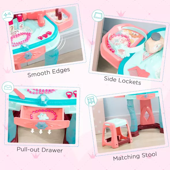 AIYAPLAY 31 Piece Kids Dressing Playset, with Magical Princess Mirror, Light and Sound - Pink and Blue - 6