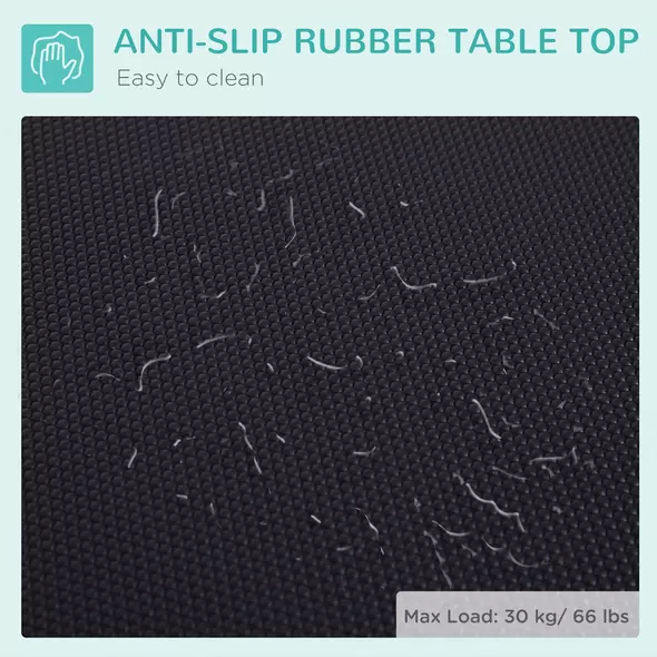 PawHut 32" Foldable Dog Grooming Table Pet Drying Beauty Table Adjustable Fixed Arm Rubber Top, Black - 6