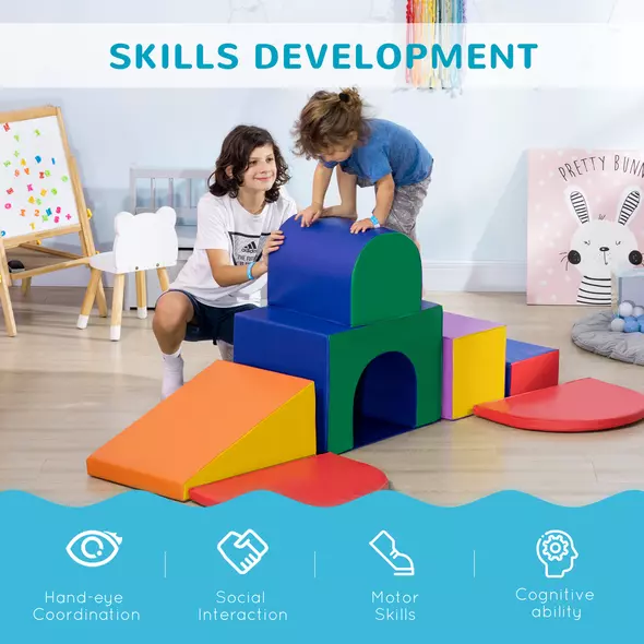 HOMCOM Seven-Piece Kids Soft Playset, for Toddlers - Multicoloured - 4