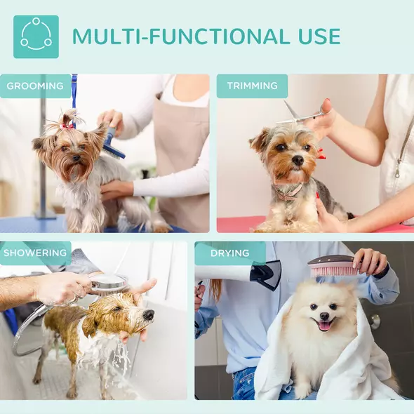 PawHut 32" Foldable Dog Grooming Table Pet Drying Beauty Table Adjustable Fixed Arm Rubber Top, Black - 7