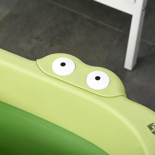 HOMCOM Foldable Baby Bathtub, with Stool - Green - 9