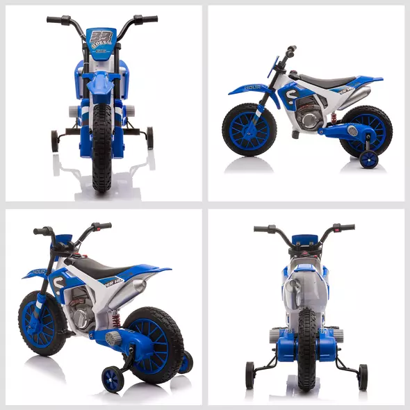 HOMCOM 12V Kids Electric Motorcycle Ride-On, with Training Wheels, for Ages 3-6 Years - Blue - 8