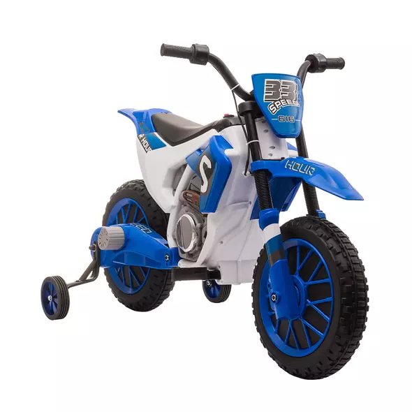 HOMCOM 12V Kids Electric Motorcycle Ride-On, with Training Wheels, for Ages 3-6 Years - Blue - 1