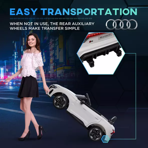 HOMCOM Audi Licensed 12V Kids Electric Ride-On, with Remote Control, Suspension System, Lights, Music, Motor - White - 7