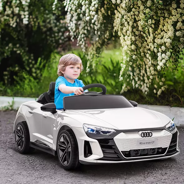 HOMCOM Audi Licensed 12V Kids Electric Ride-On, with Remote Control, Suspension System, Lights, Music, Motor - White - 2